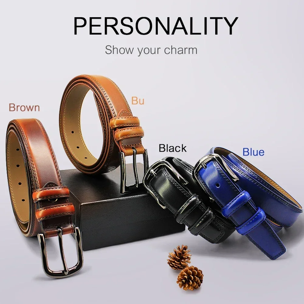 Men Belt Genuine Leather Pin Buckle High Quality Buckle Jeans Cowskin Casual Belt Business Cowboy Waistband Male Fashion Designe