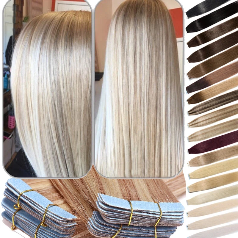 100-human-hair-tape-in-hair-wig-20pcs-12inch-straight-613-2-add-fullness-length-daily-wear-wholesale-dropship