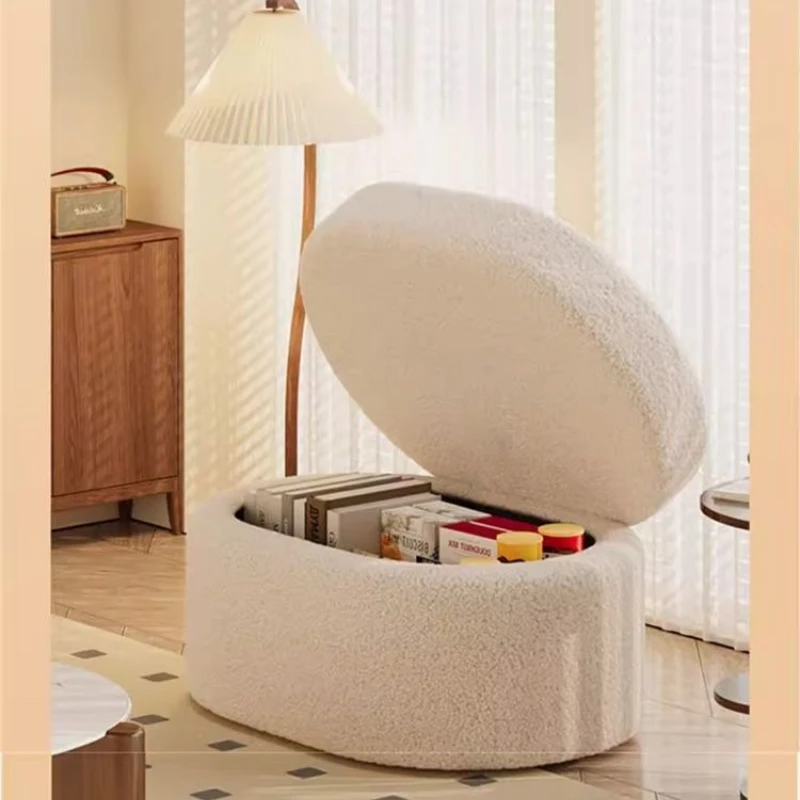 Small Stool with Hidden Storage Space Shoe Change Stool Storage Chair Home Organizer Living Room Furniture Chair Home Decor