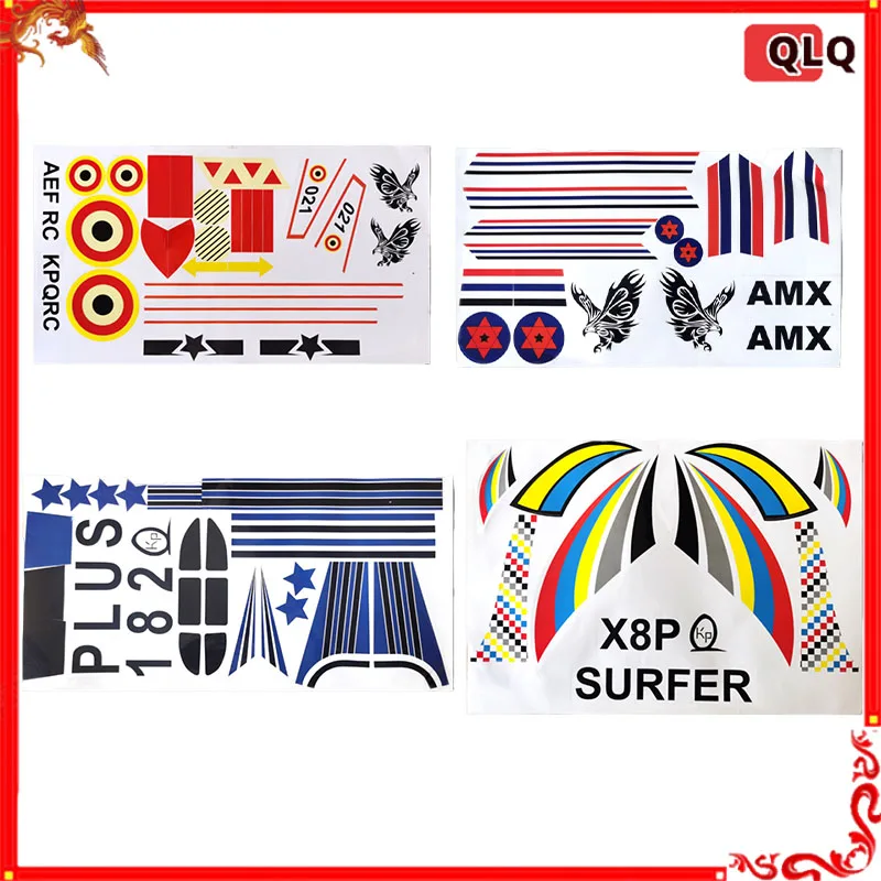 Rc Plane Model Aircraft Fixed Wing Model Accessories Su27 Aircraft F22 J10 Surfer X8 Alfa Cessna Amx Exquisite Stickers