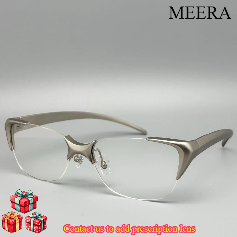 

Hand Made Business Men's Glasses Square Frame Pure Titanium Frameless Can Be Matched Preacription Anti-blue Light Glasses Frame