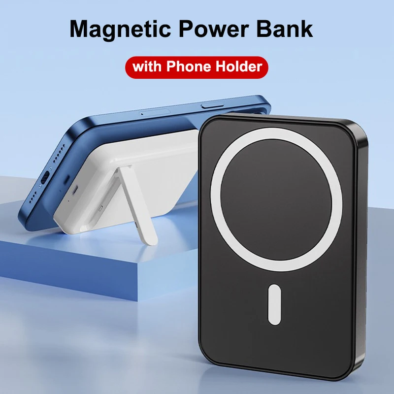 

10000mAh Magsafe Power Bank Magnetic Wireless Charger Powerbank With Stand Magnetic Ring for iPhone 16 Xiaomi Samsung Poverbank