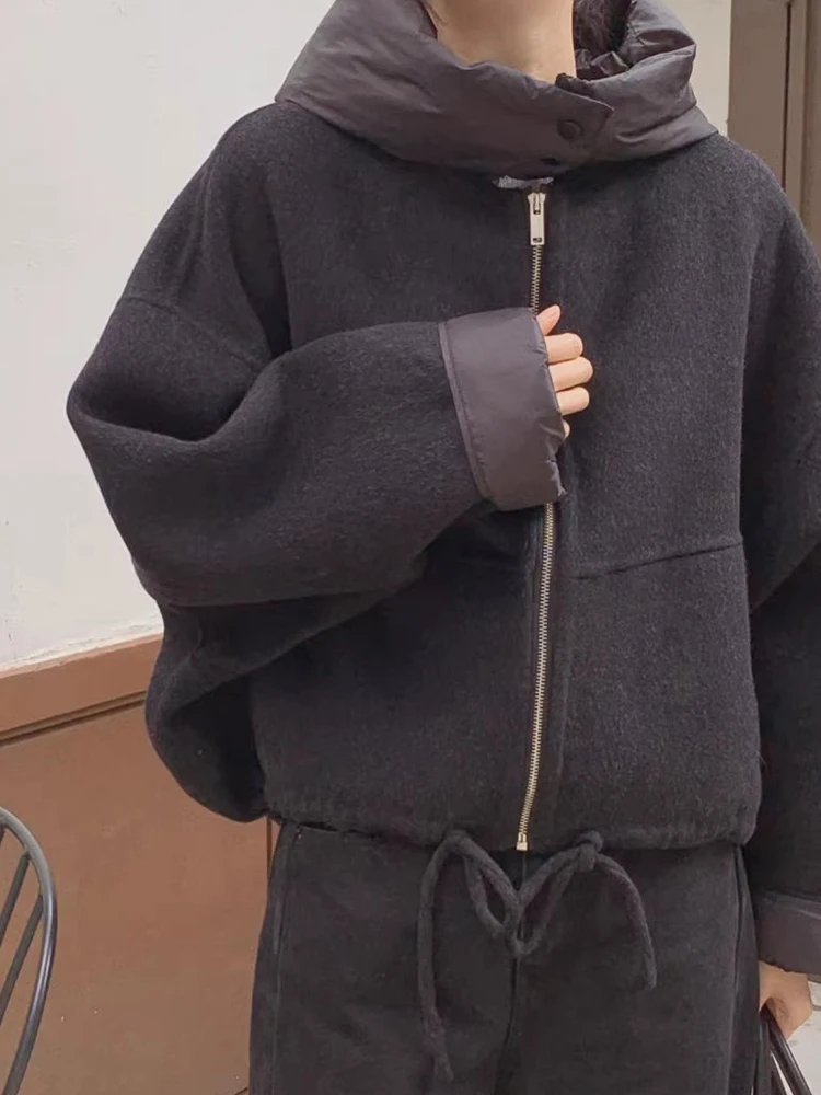 East Gate Autumn Winter Loose Casual Hooded Removable Rope Women's Woolen Coat Commute Style Korean Loose Fit Online Exclusive