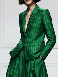 Missuoo Women's Striped Blazer Jacket Notched Collar Long Sleeve Buttoned Blazer Coat 2025 New Commuter Outerwear for Female