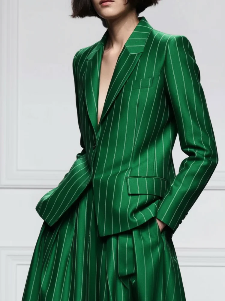 Missuoo Women's Striped Blazer Jacket Notched Collar Long Sleeve Buttoned Blazer Coat 2025 New Commuter Outerwear for Female