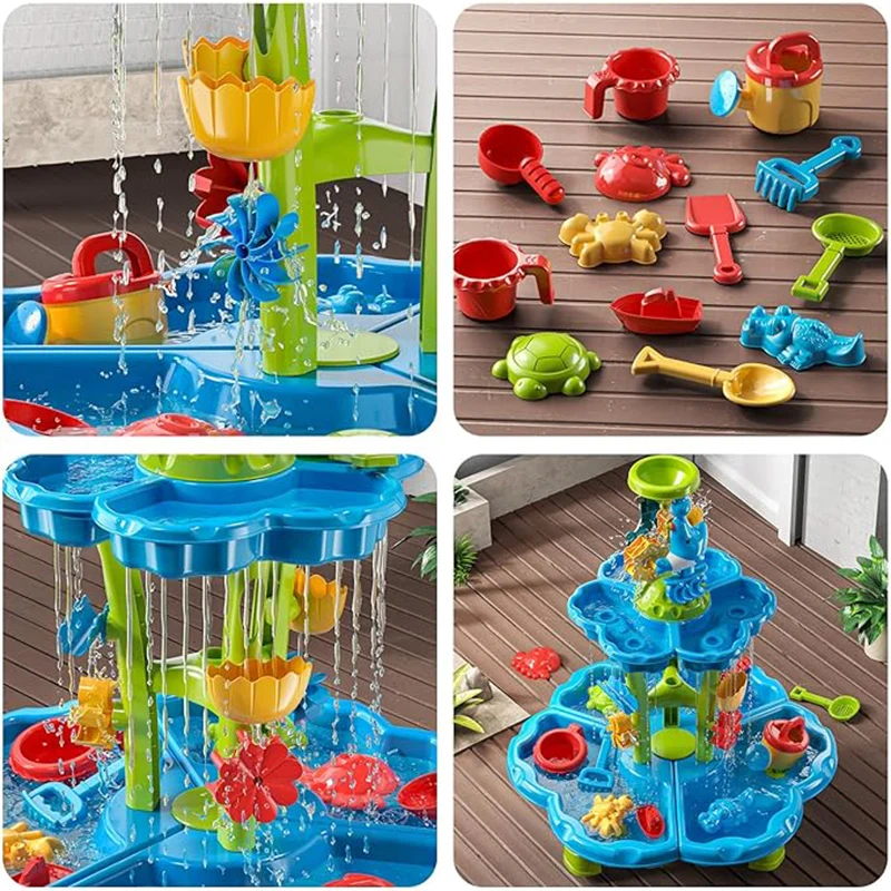 Table d'eau pour enfants de 3 à 5 ans, nappe phréatique d'été, jouets d'extérieur, jouets de plage pour enfants, table mentaires orielle pour tout-petits garçons et filles de 3 à 8 ans