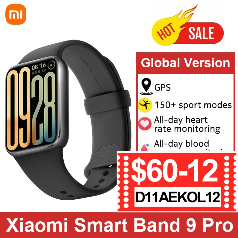الإصدار العالمي من Xiaomi Smart Band 9 Pro شاشة 1.74 بوصة مدمجة GNSS Xiaomi Band 9 Pro Xiaomi Mi band عمر البطارية 21 يومًا