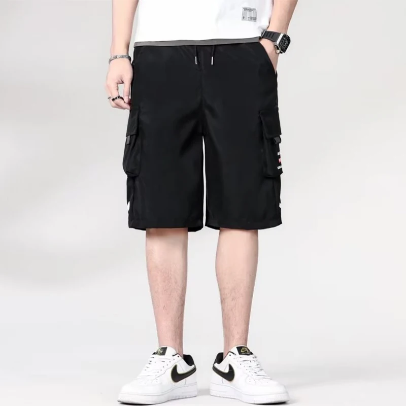 Cargo shorts men\'s summer thin 2024 fashion brand casual sports new ice-silk men\'s five-point pants
