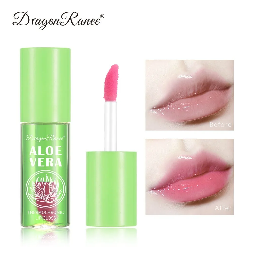 1PC Natural Aloe Vera Lip Oil Moisturizing Color Changing Temperature Sensitive Nutritious Lip Balm for Lip Care