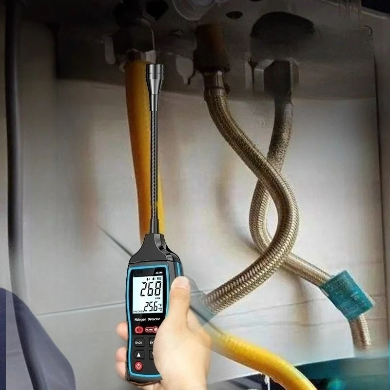 كاشف تسرب المبردات الهالوجين الشم 0-1000PPM كاشف غاز الفريون LCD بطارية تعمل بالطاقة المنزل الصناعي #4