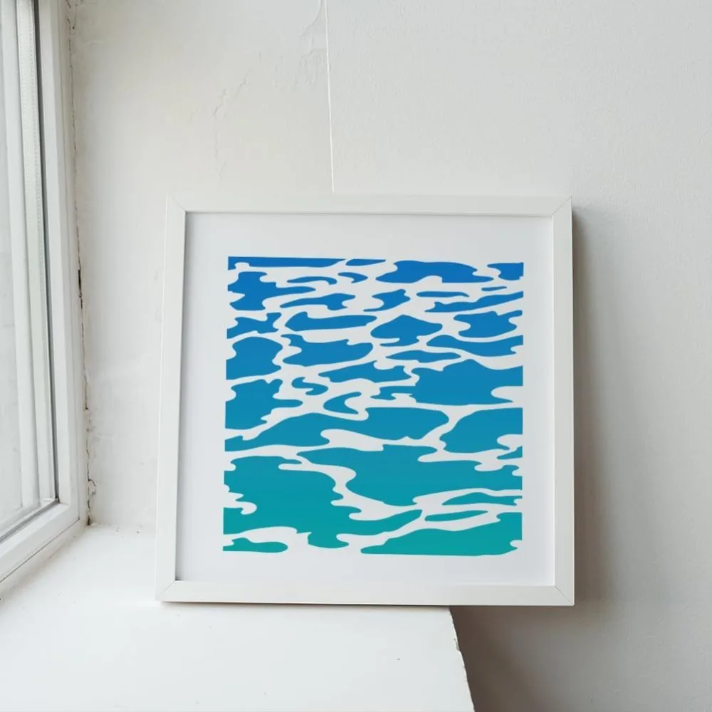 Sea Wave Stencil 11.8×11.8inch Large Summer Ocean Wave Stencils with Paint Brush Sea Surface Drawing Template Furniture Crafts - view 5