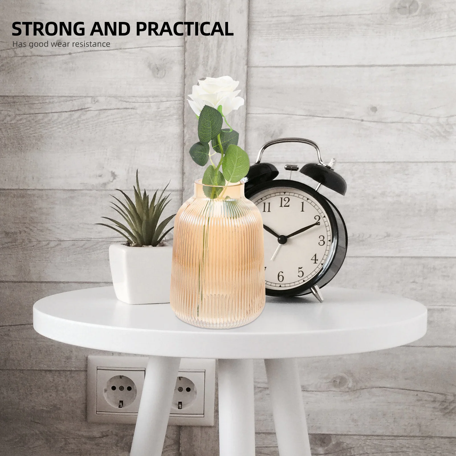 

1Pcs Glass Vase Electroplate Nordic Style Small Vertical Stripe Glass Home Flower Arrangement Nordic Style Vase