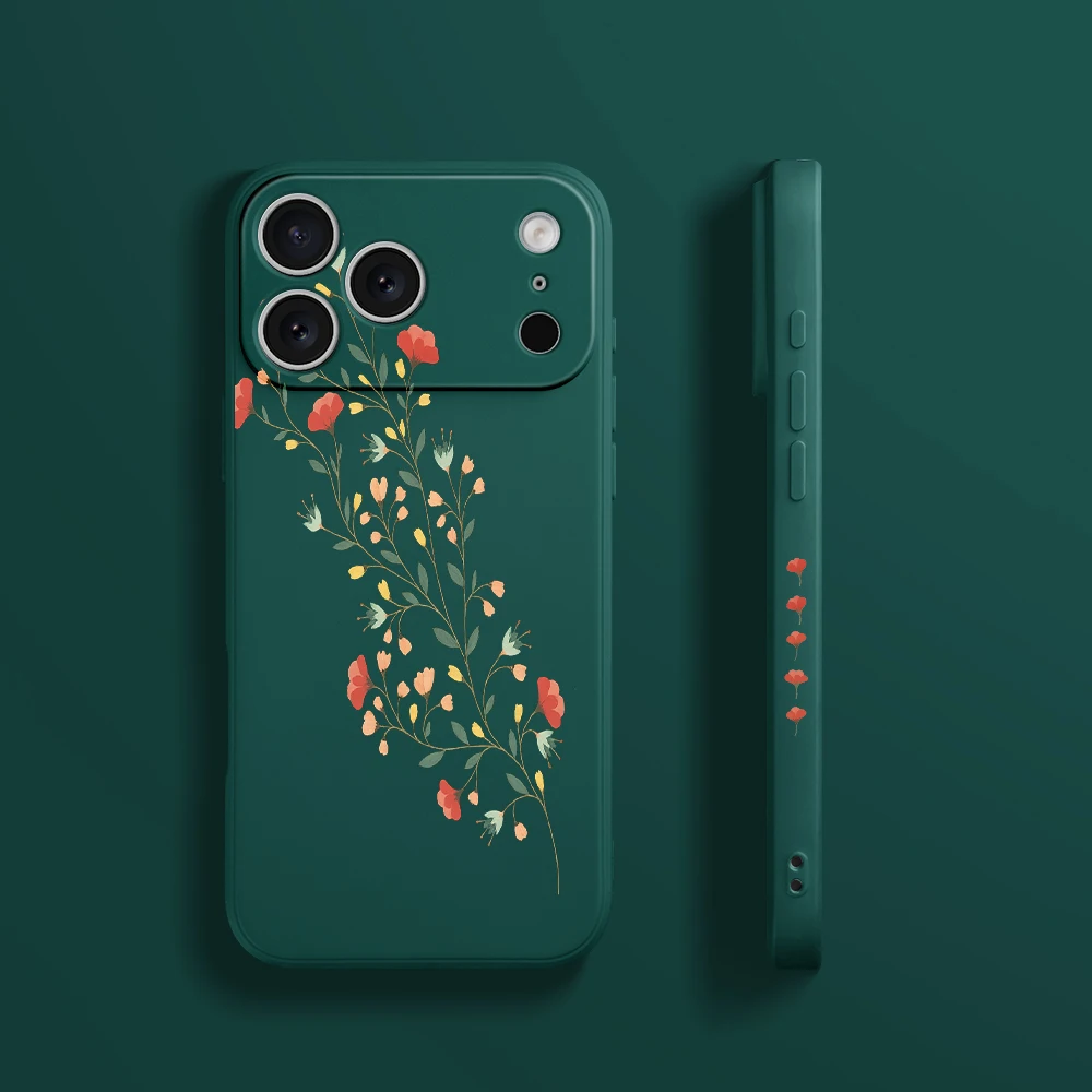 آيفون 17 برو ماكس 17 الهواء 16 15 14 13 12 11 برو ماكس XS ماكس 7 8 زائد 16e 16 زائد غطاء من البولي يوريثان كوكه الضوء الأرجواني الأزهار جراب هاتف