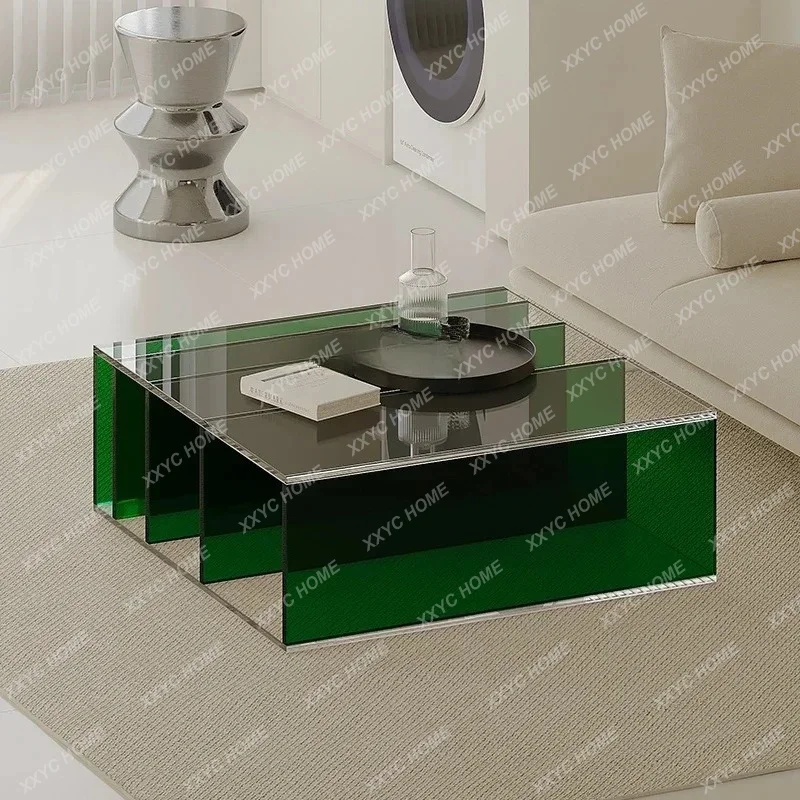 XX LlAcrylic Square Minimalist Modern Simple Coffee Table Living Room Home Small Apartment Non-Glass