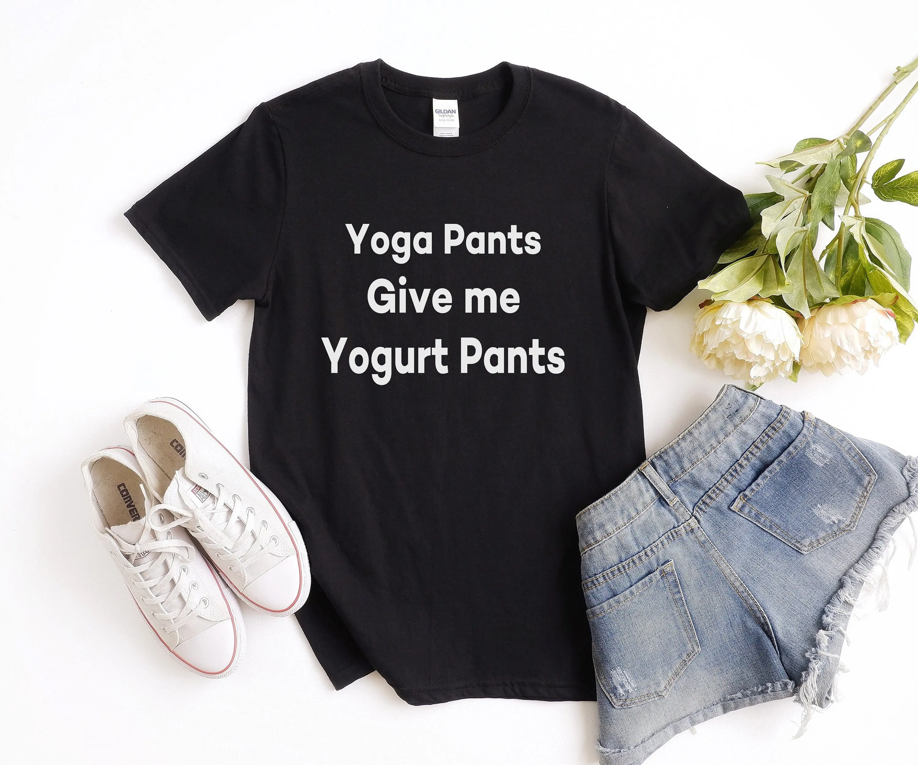 Yoga Pants Give Me Yogurt Funny T Shirt For Women With Sayings Graphic Tees Womens Gifts Her