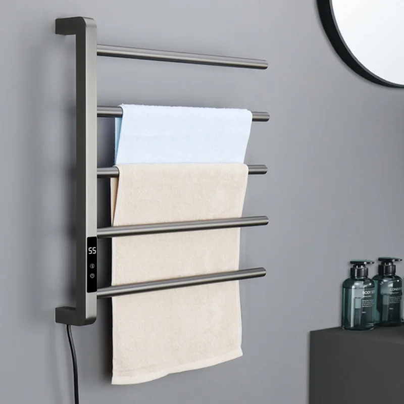 Stainless Steel Towel Rack with Touch Screen Electric Heated Dryer Bathroom Wall Mounted Radiator 110V/220V Digital Display