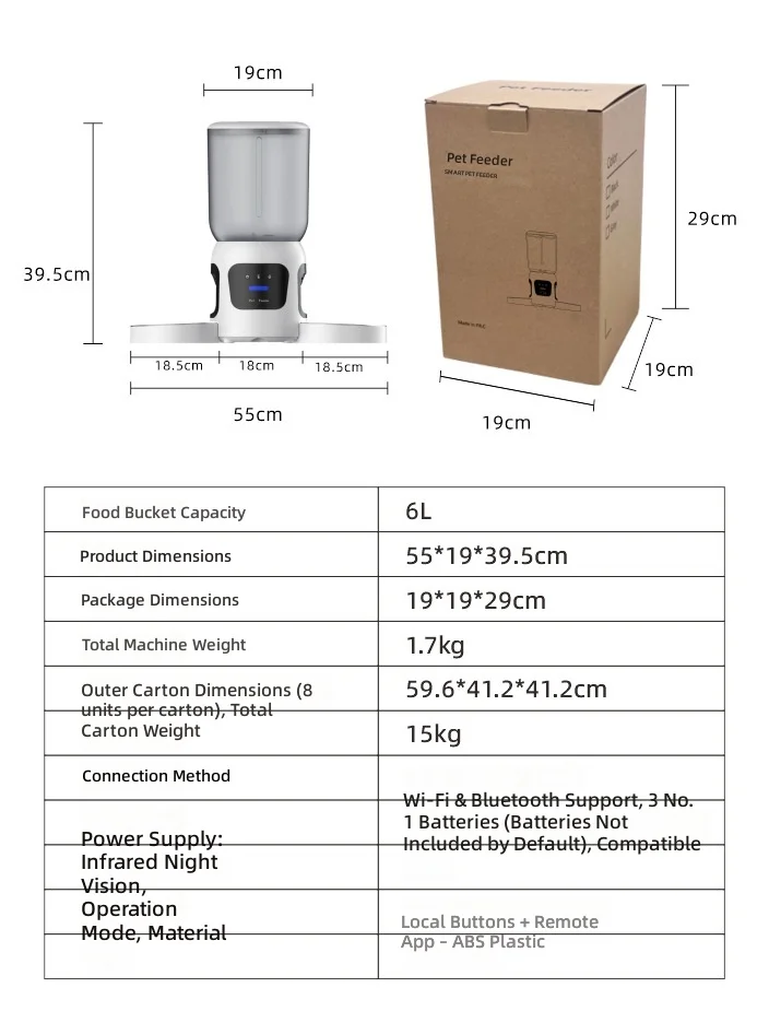 Pet Feeder with Dual Camera, HD 1080P, Remote Control, Timed Feeding, 2 Bowls, Smart Pet Food Dispenser, for Cats and Dogs