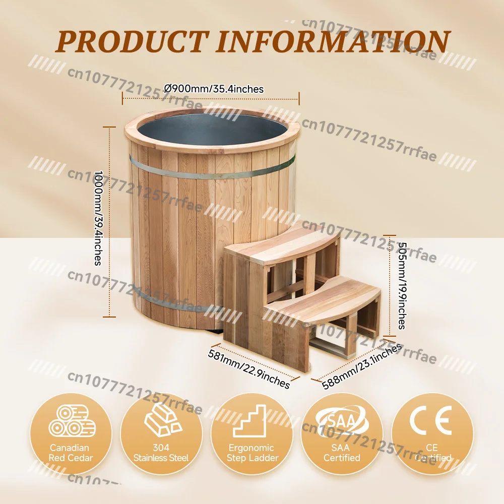 Best-selling Sequoia Wood Single-person Cold Immersion Tub, Ice Bath Tub, Ice Bath Tub, with Cooler and Filter