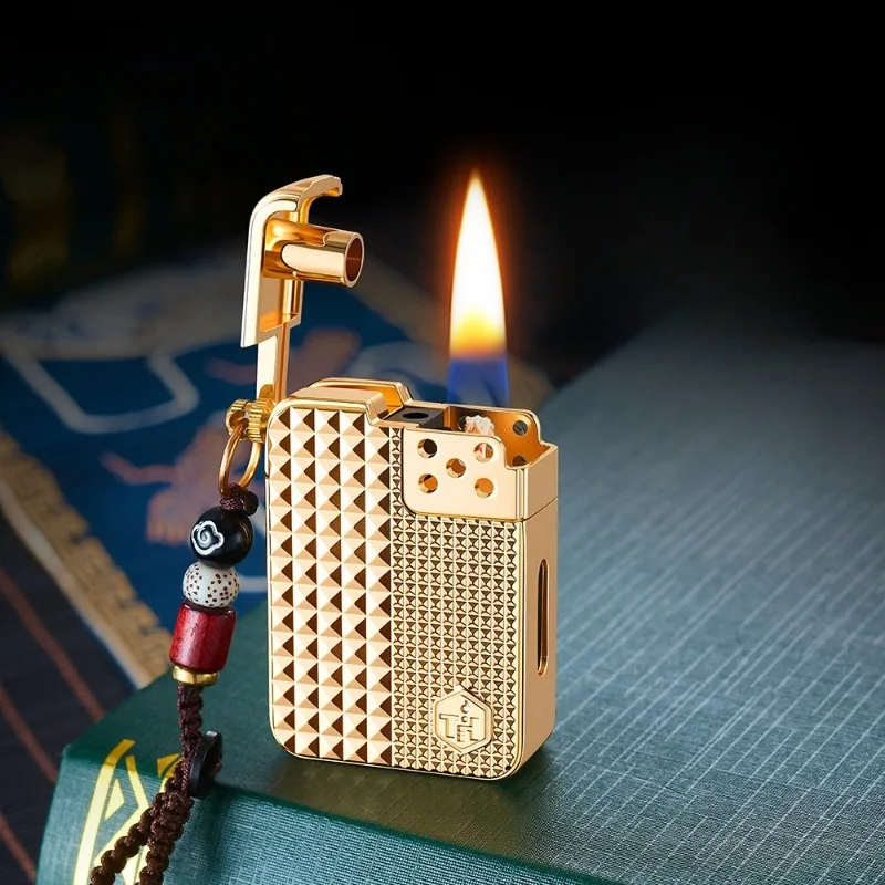 Voice Controlled Ignition Windproof Kerosine Lighter Visual Oil Tank Outdoor Hanging Rope Mini Compact Electric Lighters Gifts