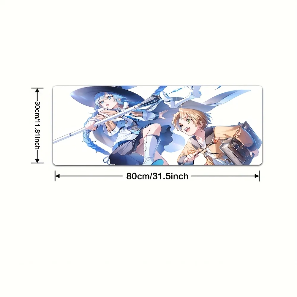 قطعة واحدة من لوحة ماوس الألعاب Anime - قاعدة مطاطية غير قابلة للانزلاق، سجادة مكتب قابلة للغسل بتصميم Rudeus وRoxy and Eris، مثالية للمكتب والمدرسة