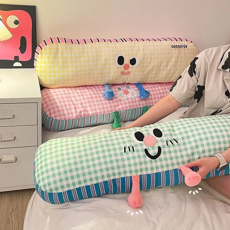 

Cute hot-selling long throw pillow bedside girl bedroom dormitory side sleep leg-pinching artifact cushion gift plaid strip