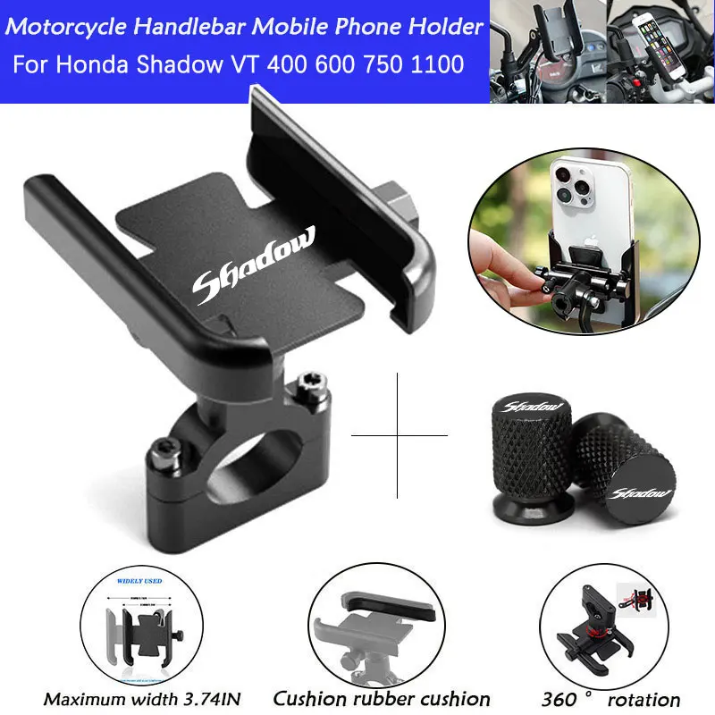 For Honda Shadow VT 400 600 750 1100 VT400 VT600 1300 Accessories Motorcycle Handlebar Mobile Phone Holder GPS Stand Bracket