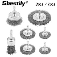 3/7Pcs Wire Brush Wheel Cup Brush Set Wire Brush for Drill 1/4 Inch Hexagonal Handle  for Drills  Cleaning Rust Peeling Grinding