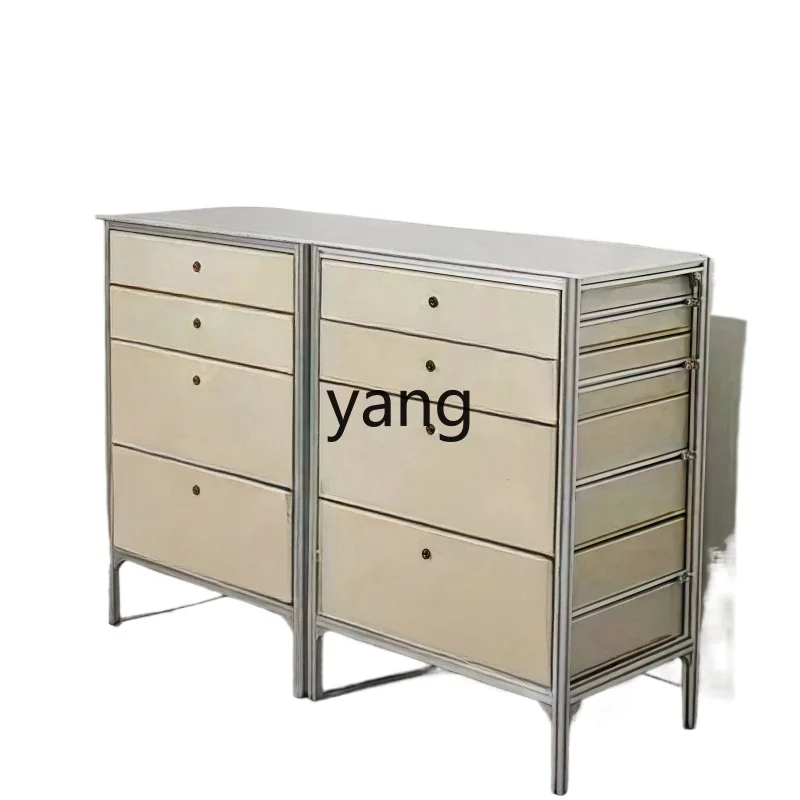 

ZJJ solid wood drawer cabinet dining side storage cabinet minimalist aluminum profile multi-functional living room retro