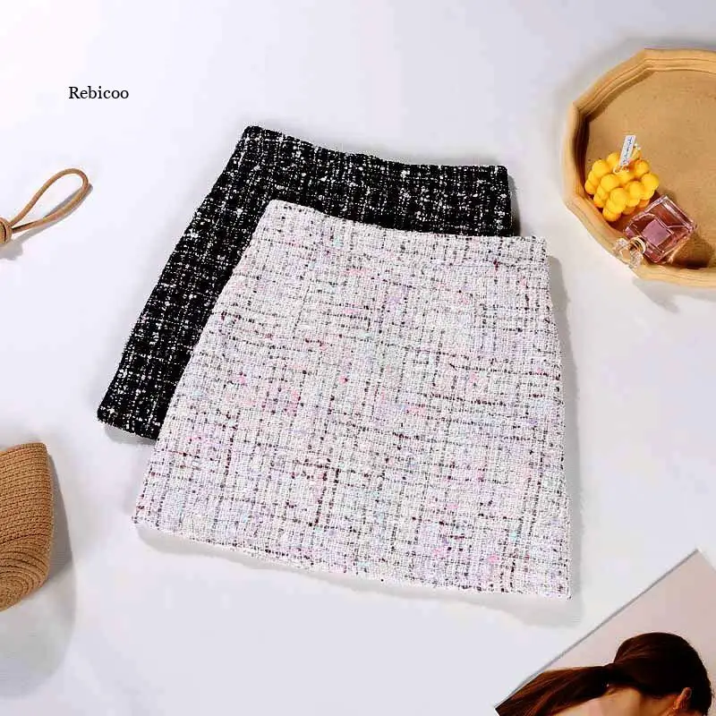 

Autumn faux suede skirt women quilt mini skirt winter Elegant plaid short skirt women Solid elastic waist skirt 2022 new