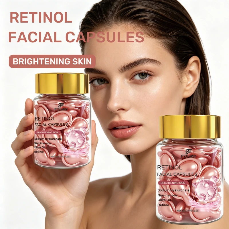 FDUAY Retinol Facial Capsules with Niacinamide Sodium Hyaluronate And Olive Oil for Brightening Dull Complexion