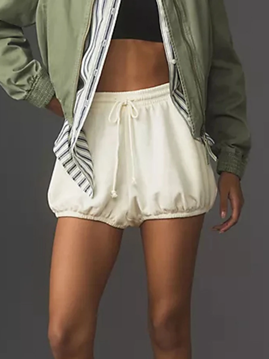 Short d'été pour femmes, streetwear décontracté, couleur unie, taille élastique