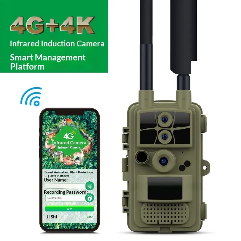 4G LTE HD Infrared Tracking Camera with PIR Motion Detection IP68 Waterproof GPS Tracker Cloud Storage for Wildlife