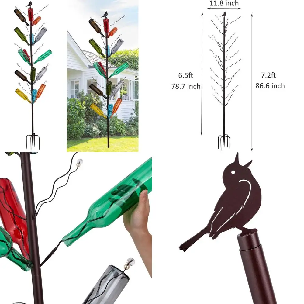 

Садовая декоративная подставка для дерева для бутылок вина, нержавеющий металлический держатель, вмещает 15 бутылок, бронзовая отделка