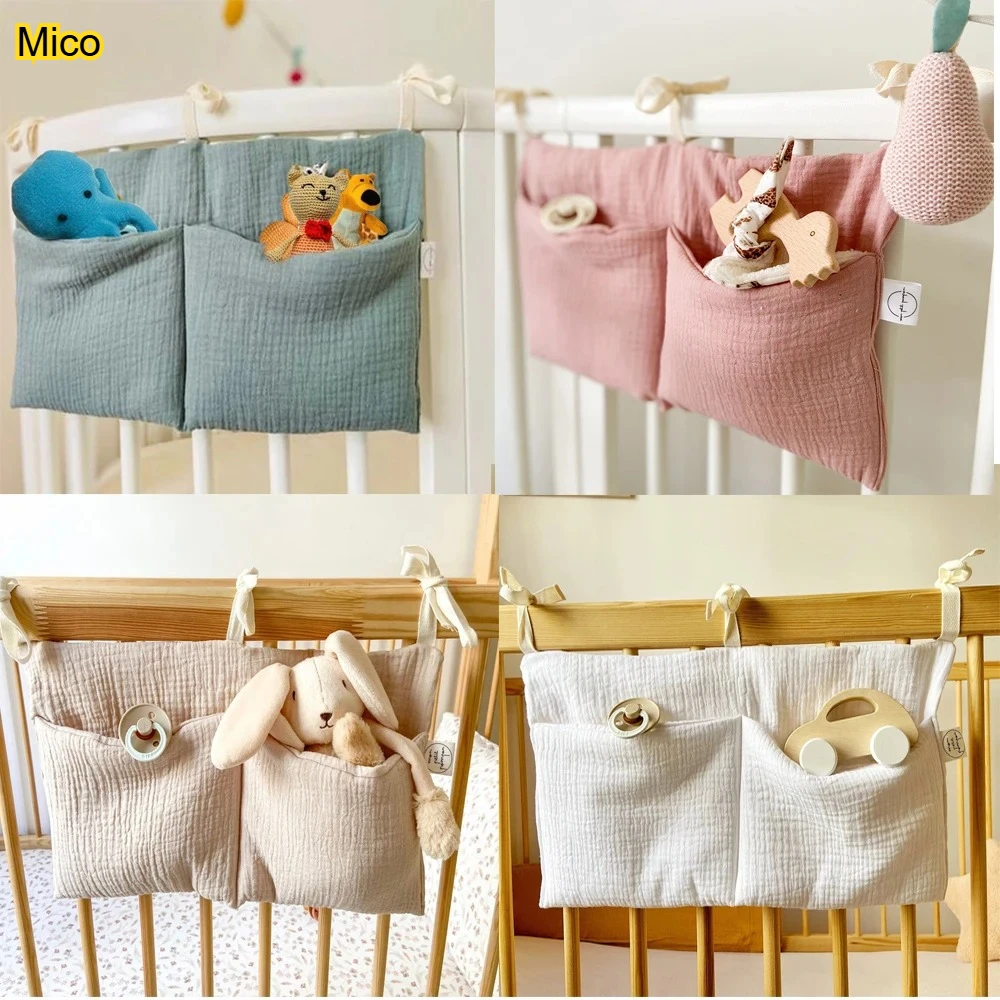 

Multi-Purpose Bedside Storage Caddy, Portable 2-Pocket Hanging Organizer Bag for Home, Travel and Nursery