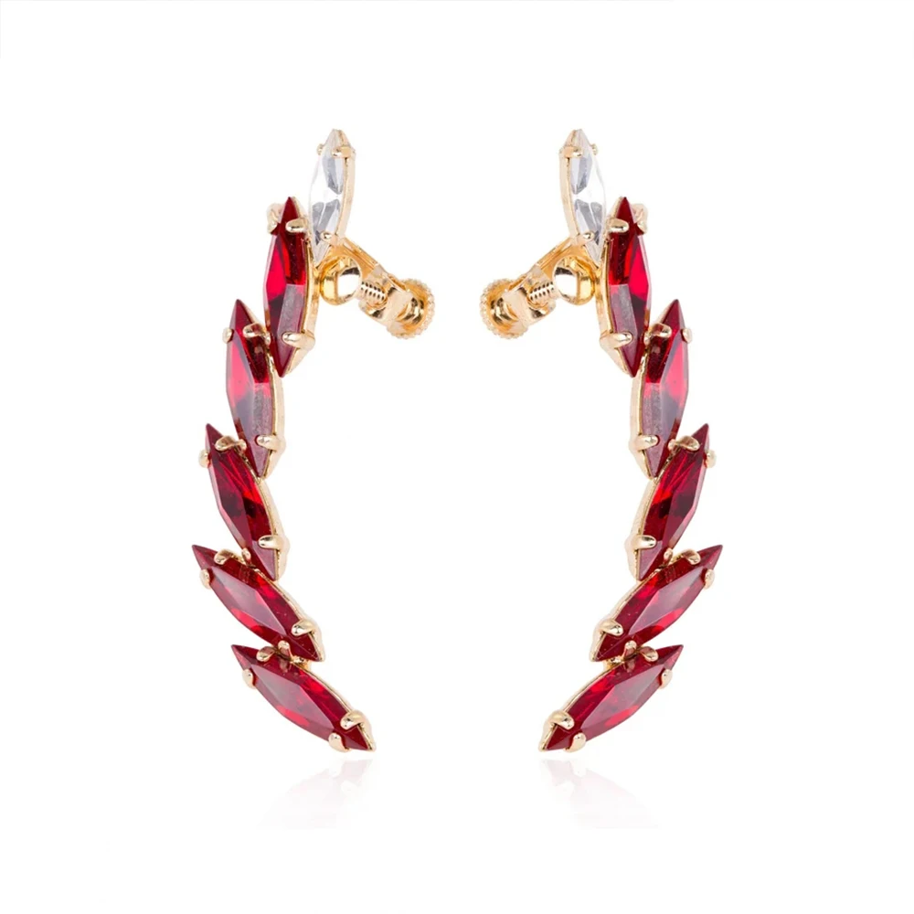 XSBODY Simple Rhinestone Ear Cuffs for Women Boho Wedding Accessories Fashion Dubai Jewelry Bridal Ear Clips Earrings Aesthetic