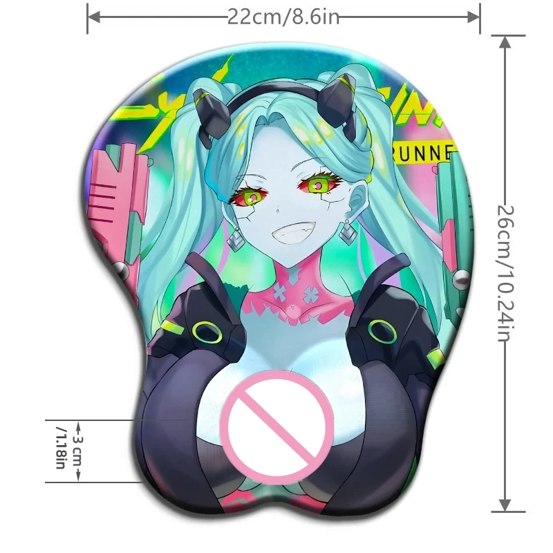 Futuristic Punk Style Rebecca3D Mouse Pad Wrist Rest for Office Gaming, and Anime-inspired Soft Silicone Support