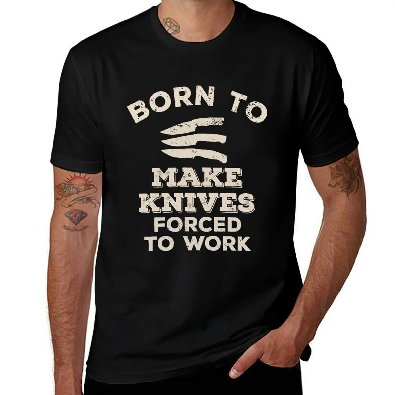 Born To Make Knives, Forced To Work Funny Gift For Knife Makers T-Shirt Christmas Theme Tee Top T-Shirt