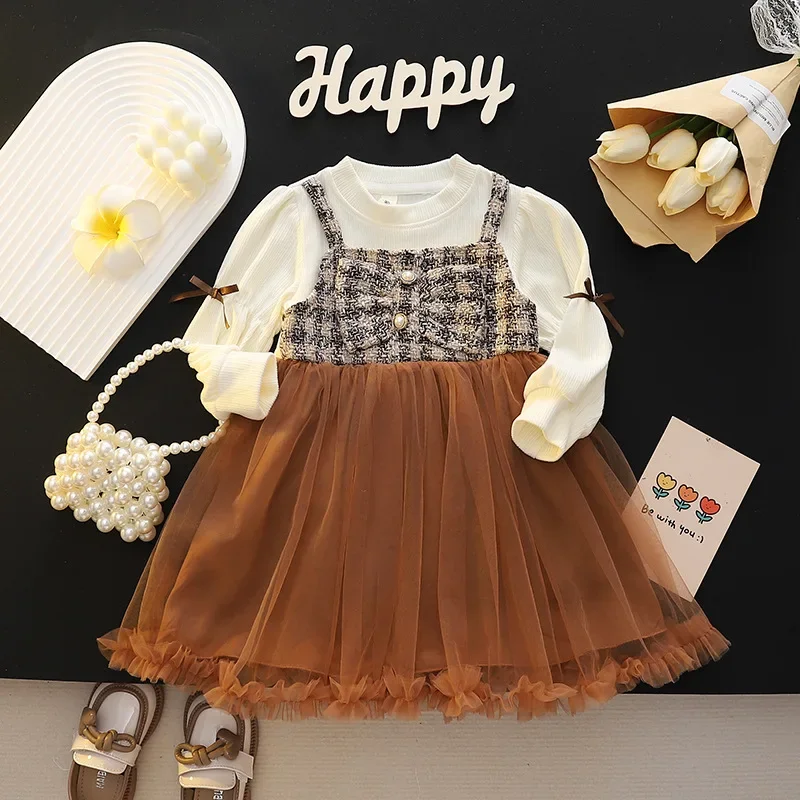 3 Months - 3 Years Baby Dress Kids Birthday Korean Style Long Sleeve Cute Floral Princess Formal Dresses Ootd For Baby Girl