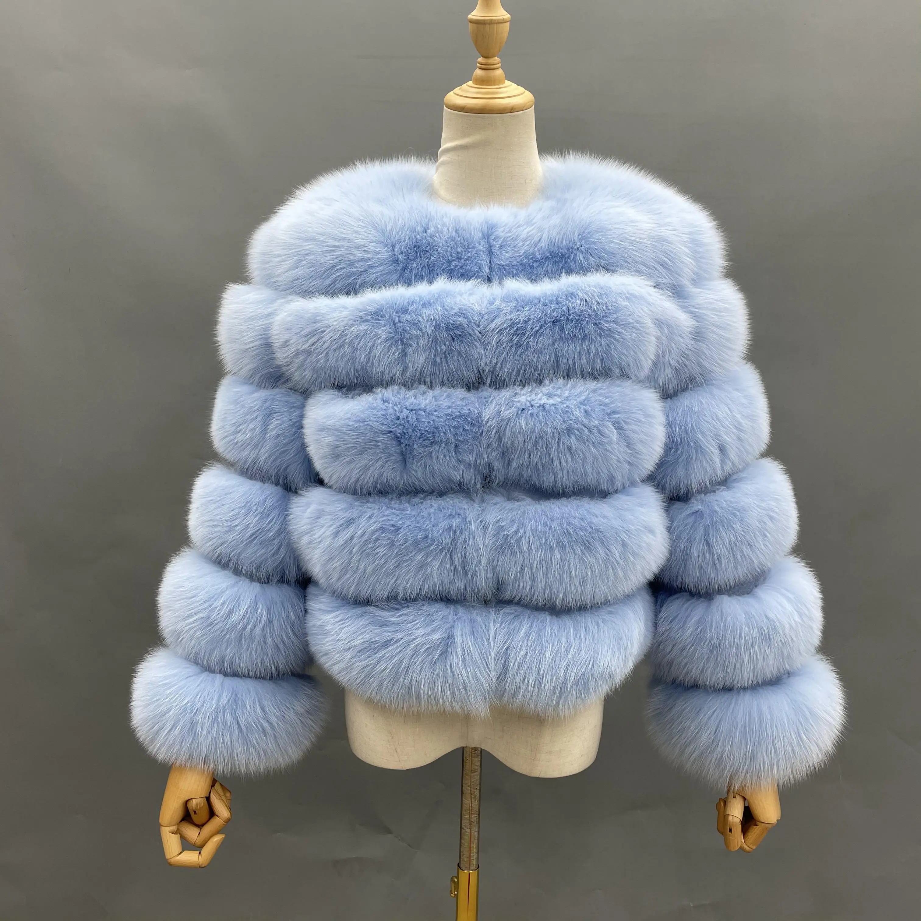 Classic 5 Rows Women Warm Fox Fur Jacket Colorful Jacket Custom Size Available Drop Shipping