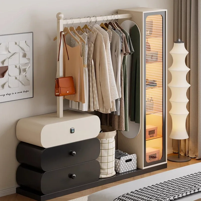 Bedroom floor-to-ceiling multi-functional coat rack, integrated storage cabinet, bedside chest, hanging hanger
