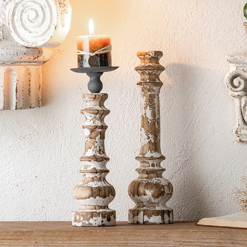 

Новый деревянный подсвечник в американском ретро-стиле, состаренный, для дома, декор для гостиной, кабинета, настольное украшение