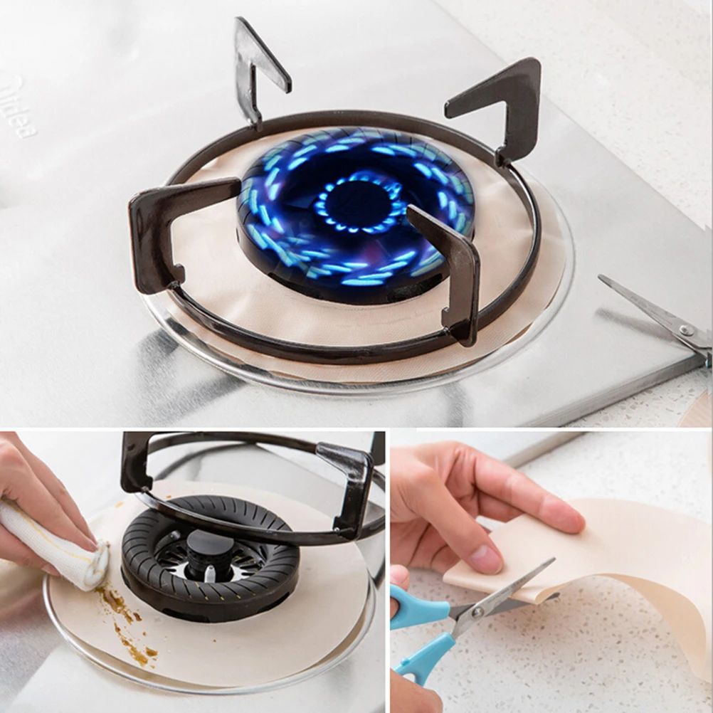 

Cleaning Pads Non-Stick Reusable Gas Stove Liners Heat Gas Stove Protective Liner Resistant Easy Cut Grey Dishwasher Safe