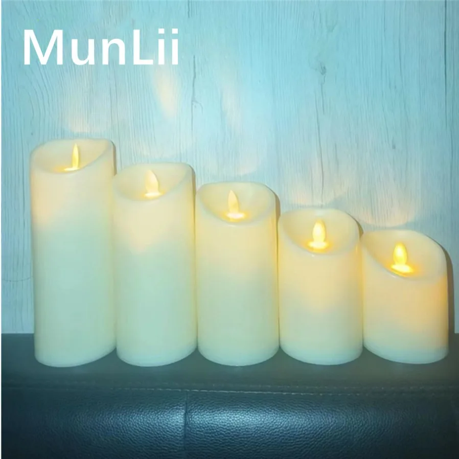 MunLii LED Electric Candle Lamp Swing Flameless Candles Battery Powered Candles for Wedding Decor Birthday Party Supplies