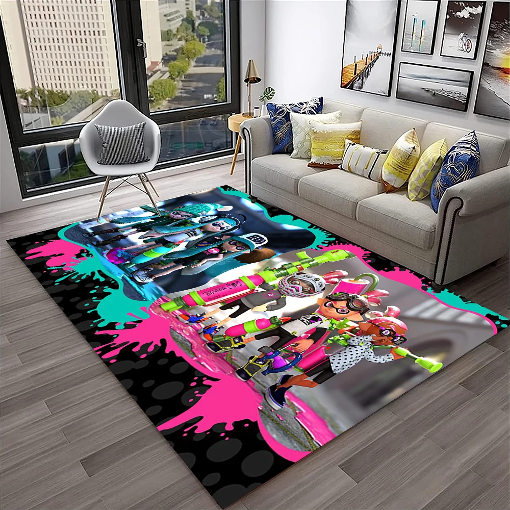 

3D Games Splatoon3,PC Gamer Cartoon Carpet Rug for Home Living Room Bedroom Sofa Doormat Decor,kids Area Rug Non-slip Floor Mat