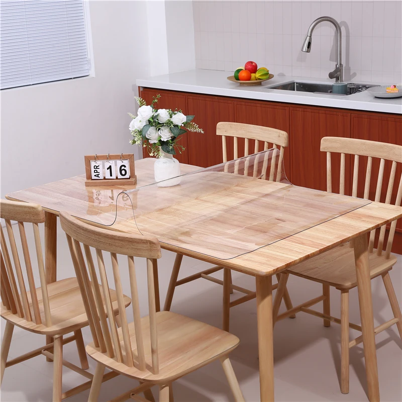 Clear PVC Table Cover Protector  Transparent Mat Rectangular Plastic Table Pad Mat Furniture Protective Desktop Line