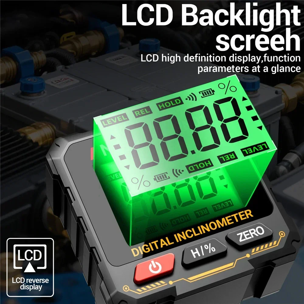 ANENG مستوى رقمي صغير مع LCD الخلفية مقياس الميل 360 درجة أربعة جوانب مقياس المستوى المغناطيسي المنحدر قياس متر #5