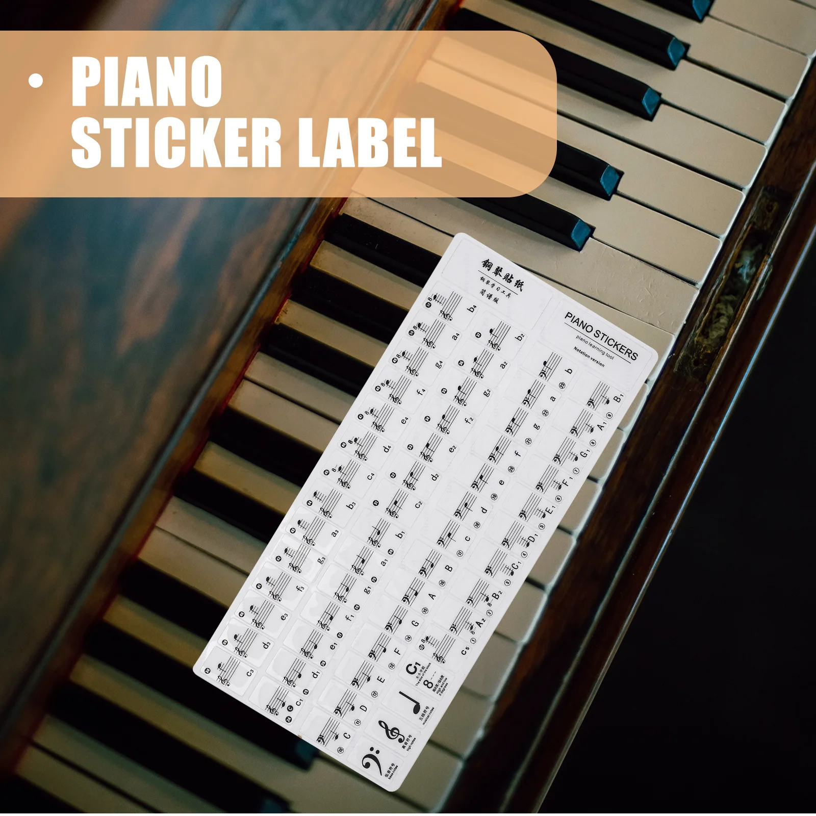 

Piano Stickers Removable Keyboard Note Label Applique Decals Beginner for Beginners