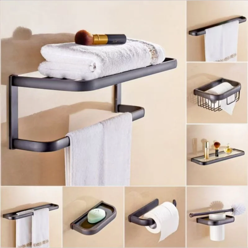 

Brass Toilet Brush Holder Bathroom Shelf Black Paper Holder,Towel Bar,Soap Holder,Towel Rack,Towel Hook bathroom Hardware