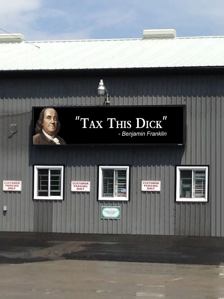 60x240cm Benjamin Franklin Tax This Dick Flag Banner Tapestry Polyester Printed Flag Garage or Outdoor For Decoration