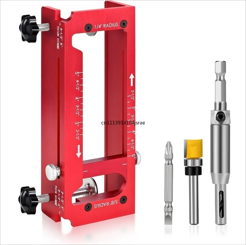 Aluminum Hinge Hole Locator, Door Hinge Installation Kit, Mortiser Template for Wooden Door Mounting